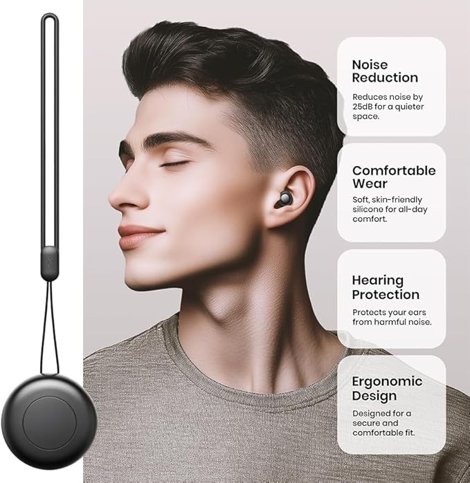 Ear Plugs for Sleeping Noise Cancelling,Mini&Ultra Comfy 30dB Noise Reduction Earplugs for Sleep,Travel,Work,Study,Deep Focus,Hearing Protection,8 Reusable Silicone Eartips&Portable Case,Black