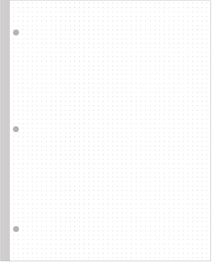 3-Hole Dotted Paper Refills, Letter Size 100Sheets / 200Pages Loose-Leaf Paper, 100gsm, White, 8.5'' x 11''