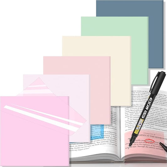 Transparent Sticky Notes with Marker, 【99.9% Transparency, Strong Adhesion,Waterproof 】 MEIGAONE 7 Pack Clear Sticky Note 3x3,Translucent Sticky Note Office,School Supplies