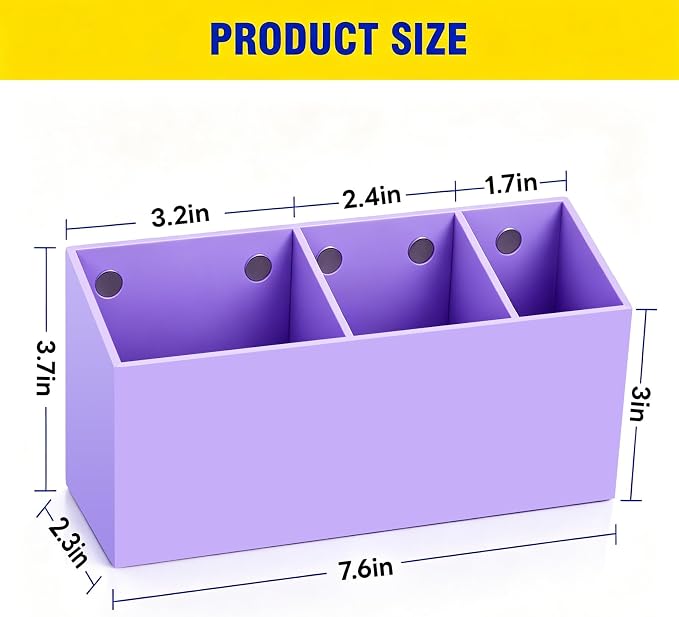 Magnetic Dry Erase Marker Holder for Whiteboard, Anti-slip Magnet Pen Holder for Fridge Refrigeator, Acrylic Pencil Holder for Classroom Teacher, Office Accessories, Locker Organizer(Purple)