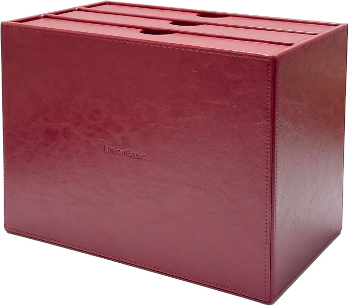 UnionBasic Document Organizer, 3-Drawer File Cabinet Document Storage Box, Office Desktop Filing Organizer, Burgundy