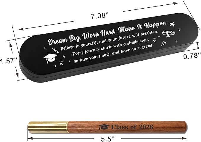 Class of 2026 Engraved Wooden Gel Pen, Graduation Gift Pen with Black Box | Inspirational Graduation Gifts for High School & College Graduates, Meaningful 2026 Commencement Keepsake for Him and Her