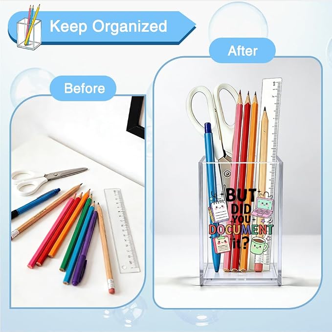 But Did You Document It Acrylic Organizer Pencil Pen Holder, HR Humor Office Desk Accessories Holder, Funny Office Decor Gifts for Women Human Resources Accountant Programmer Graphic Coworker