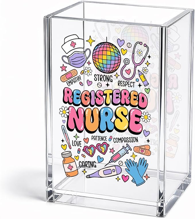 Funny Registered Nurse Acrylic Pencil Holder Cup Gifts for Woman RN | Appreciation Gifts for Registered Nurse Physician Assistant RN, Home Office Desk Accessories, Christmas Nurses Day Week Gifts