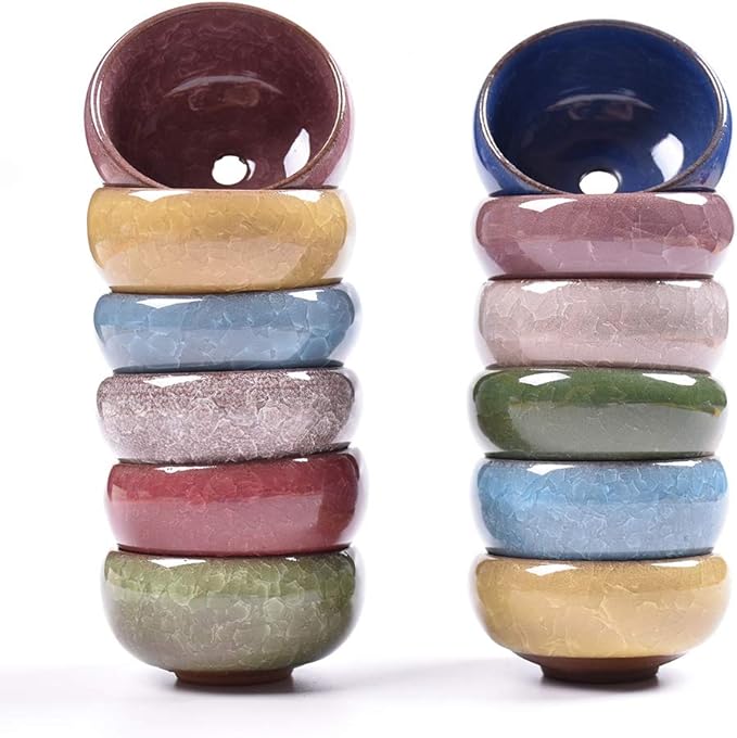 Succulent Plant Pot, 12 Pcs 2.5 Inch Ceramic Ice Crack Cactus Plant Pot/Flower Pot/Container/Planter