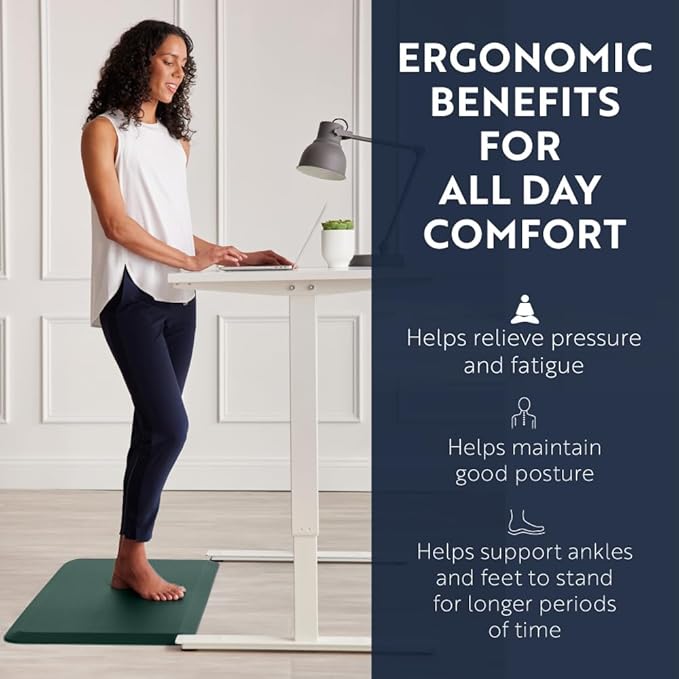 KANGAROO Anti Fatigue Mats for Kitchen Floor, Reduce Foot, Knee Pressure, 3/4 Inch Thick Cushioned Ergonomic Mat, Waterproof Comfort Rug for Under Sinks, Standing Desk, Stores, 20x32, Hunter Green