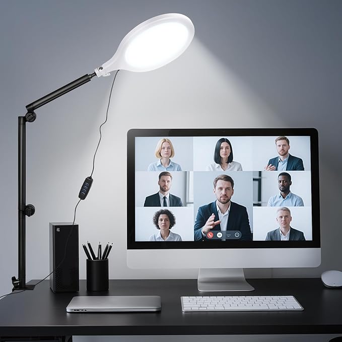 Ring Light for Streaming, 10'' Full Screen LED Ring Light for Desk with 360° Adjustable Arm, Video Conference Lighting for Zoom Meetings, Live Streaming, Podcast, Content Creator, TikTok, YouTube