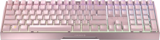 Cherry MX 3.0S Wireless, Mechanical Gaming Keyboard, Bluetooth, 2.4 GHz & Wired Mode, RGB Lighting, Aluminum Housing, Rechargeable, MX2A RED Switches, Pink