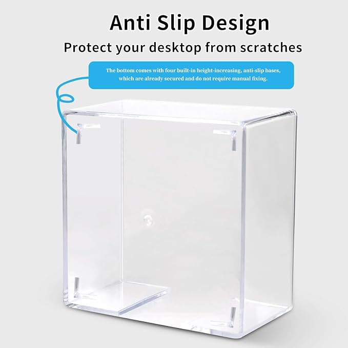 BoAn Clear Acrylic Sticky Note Holder, 3x3 Inch Post It Note Dispenser, Plastic Desktop Memo Pad Organizer with Non-Slip Base, Desk Accessories for Home Office Classroom Dorm School Supplies
