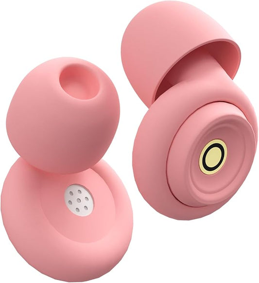 Ear Plugs for Sleeping Earplugs for Concerts Noise Cancelling Reusable Soft Silicone Noise Reduction Earbuds for Travel, Focus, Work 33-45dB Hearing Protection with 9 Ear Tips & Case (Pink)