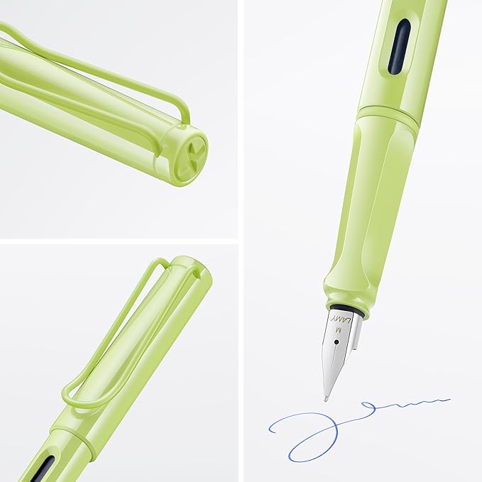 LAMY safari springgreen - Fountain Pen with ergonomic grip & polished Left-Handed steel nib (LH) in size M - ideal for any Writing & Calligraphy - including LAMY T 10 blue cartridge