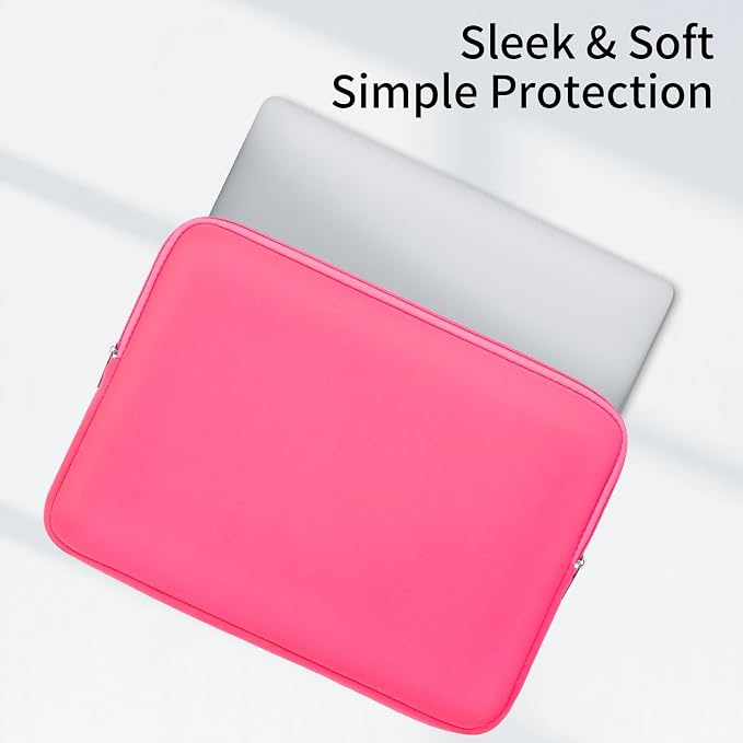 RAINYEAR 15 Inch Laptop Sleeve 15" Protective Soft Case Padded Zipper Cover Computer Bag Specially Compatible with 15.4" MacBook Pro/Air A3448 A3241 A2941 A3114 A1938 A1707 A1990 (Bright Pink)