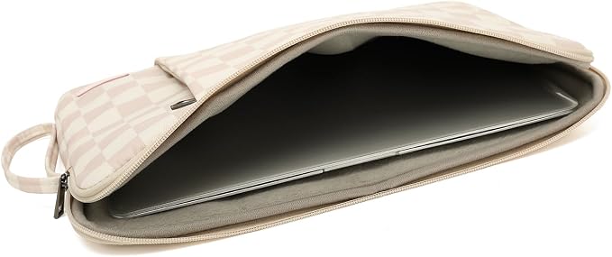 Laptop Sleeve 13.3 inch14 Inch, 15.6inchWater Resistant Traveling Computer Cover with Handle, Shockproof Protective Carrying Laptop Case (Y8-Khaki Checker, 15 inch-15.6 inch)