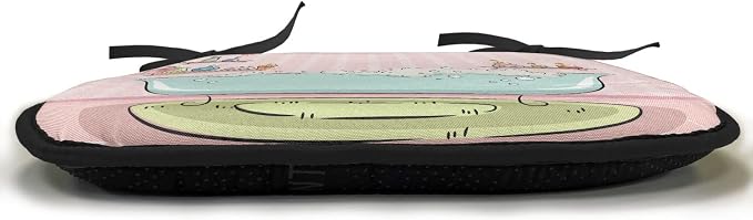 Lunarable Feminine Chair Cushion Pads Set of 8, Illustration of a Bathtub with Bubbles in Girly Room Aroma Oil Aromatherapy, Anti-Slip Seat Padding for Kitchen & Patio, 16"x16", Pink and Blue