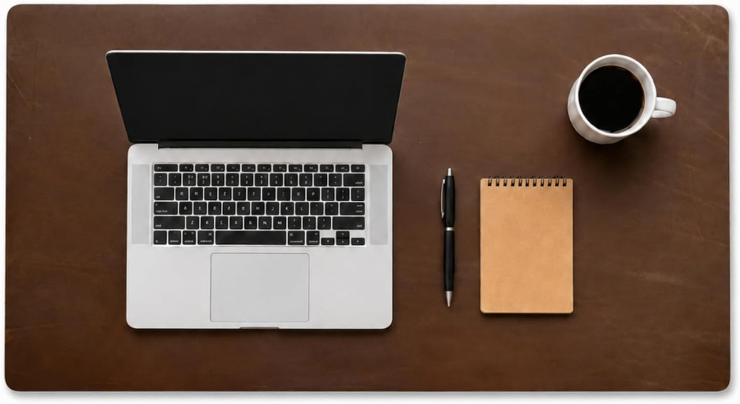 Genuine Leather Desk Pad, Office Desk Mat, Large Desk Blotter, Desk Protector, and Mouse Pad – 31.5" x 15.75" (1.8-2.0 mm) Luggage, Waterproof, Premium Quality for Desk Surface Protection and Comfort