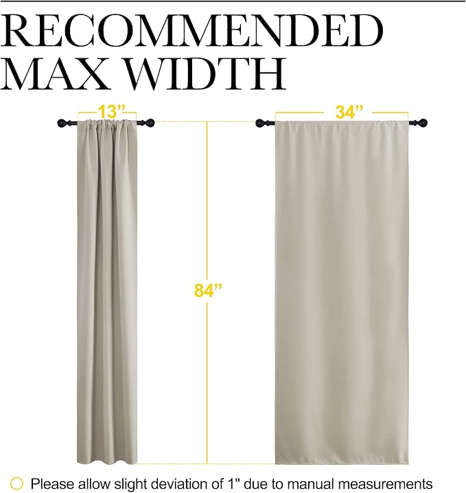 NICETOWN Blackout Curtains for Living Curtains, Room Darkening Window Curtain Panels, Easy-Care Solid Thermal Insulated Draperies/Drapes for Daughter Room (Natural, 2 Panels, 34 by 84)