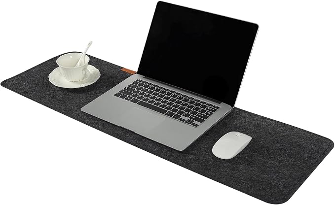 Large Felt Desk Protective Pad, 100X40cm/40''X16''Non-Slip Felt Desk Mat Extended Gaming Mouse Pad Large Desk Pad Protector for Keyboard, Computer, Mouse, Laptop (Dark Grey)
