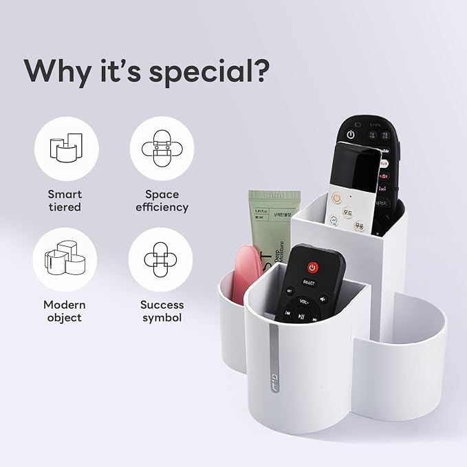 Aesthetic Desk Organizer [Modern Red] - Multi-Compartment Pen Holder & Remote Control Caddy, Modern Vanity Makeup Brush Organizer, Premium Stationery Storage (Made In Korea)