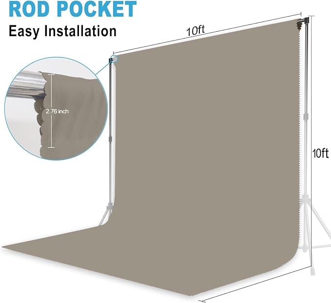 Grey Backdrop for Photoshoot, Professional Photo Backdrop Background Curtain for Product Photography, Portraits, Wedding, Party, Live Streaming Video Recording 10X10 FT (Background Only)