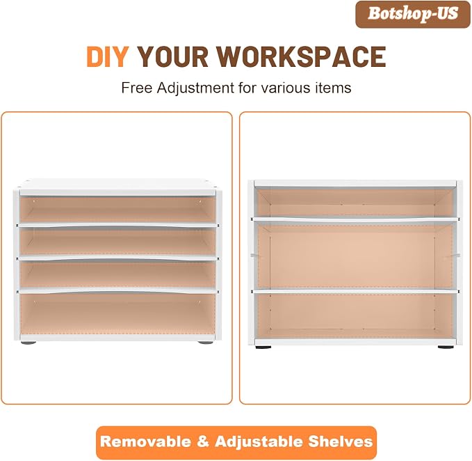 Gdrasuya10 Office Desk Organizer Shelf 2Pcs File Holder Mail Sorter Paper Organizer for Desk 4 Compartments Letter Tray Home & Office Mailbox School Desktop Adjustable Shelves, White