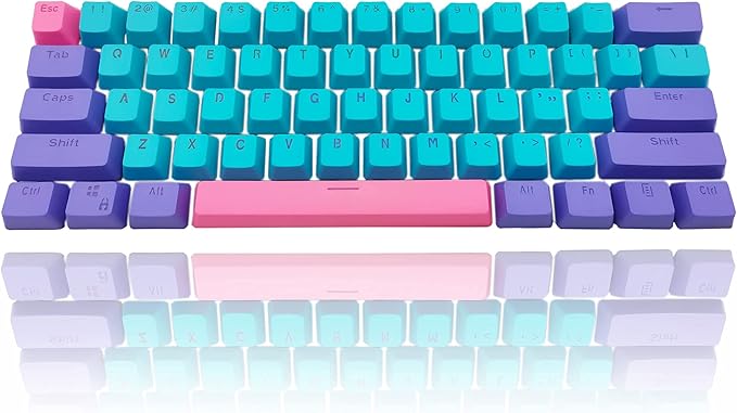 GTSP 61 Keycaps 60 Percent, OEM Profile PBT Keycap Set with Key Puller for Mechanical Keyboard Joker (Only keycaps) Blue