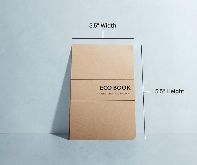 Eco Books Small Pocket Notebook Pack – 3.5 x 5.5 In., 48Page Lined Paper Mini Notebooks Made with FSCCertified Recycled Paper – 80# Kraft Paper Cover, 60# Interior Pages – Kraft Paper Notebooks by