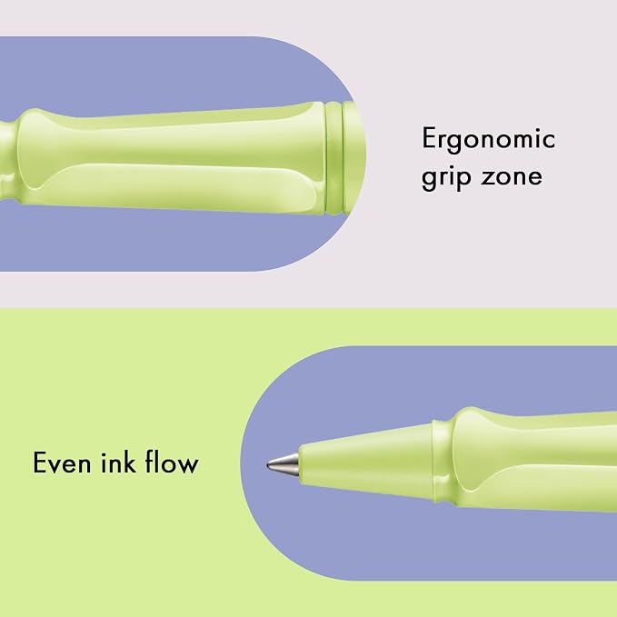 Lamy safari springgreen - Rollerball Pen with ergonomic grip & line width M - for pleasant long writing - made of robust ASA plastic - including rollerball refill M 63 in black