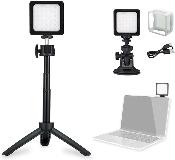 CL-36 Conference Lighting Kit with Tripod & Suction Cup for Remote Working, Mini LED Video Light for Video Conferencing, Zoom Calls, Broadcast, Live Streaming，Adjustable Laptop Video Light