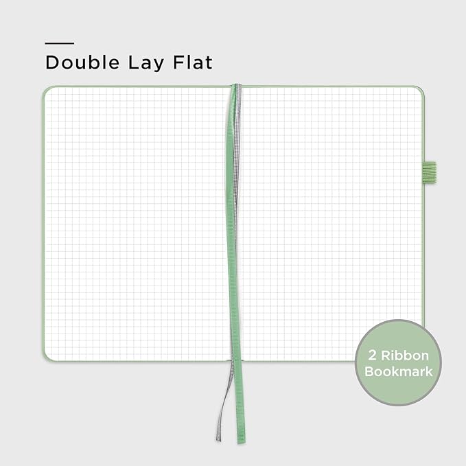 &And Per Se Graph Notebook, 5mm Grid, A5 Hardcover, 160 Pages 100gsm Thick Paper, Grid Journal for Diagrams, Wireframes, CAD Sketches (Light Green)