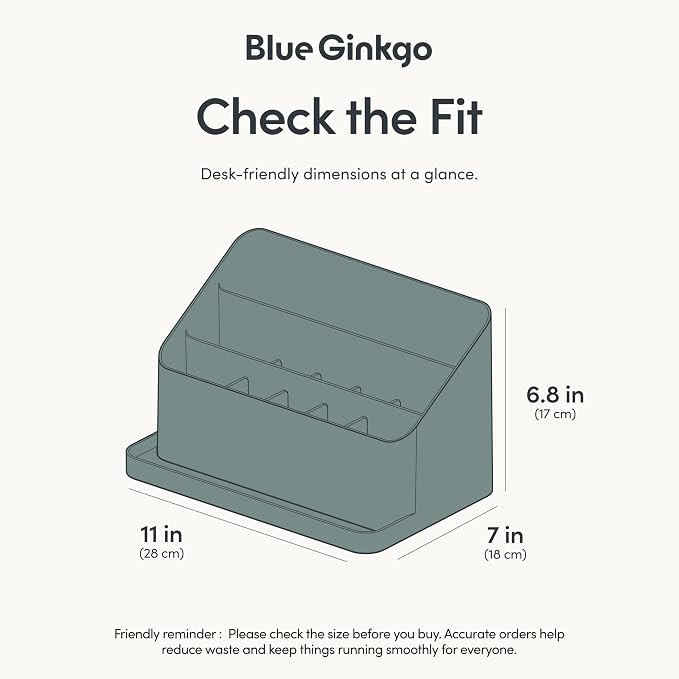 BLUE GINKGO Desk Organizer, Office Supplies, Green, Made in Korea | Multi-Compartment. Adjustable. Everyday Storage.