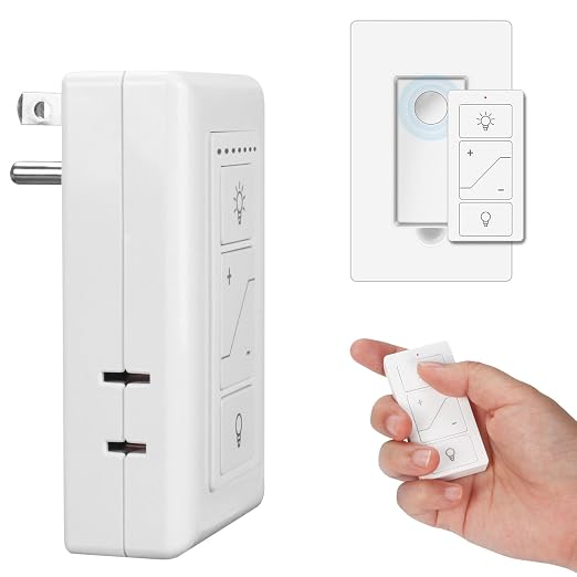RGBZONE Smart Plug-in Dimmer for Lamps, 2.4GHz Wireless Remote Control Outlet, Dual Outlets Compatible with Alexa, for Dimmable LED CFL Incandescent Halogen Bulbs