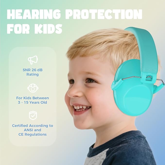 ProCase Kids Noise Cancelling Headphones, Kids Ear Protection Monster Jam Truck, Fireworks Hearing Protection Noise Reduction, Noise Canceling Earmuffs for Sensory Autism Toddler Children -Teal