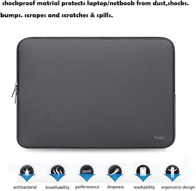 Laptop Sleeve Bag 15.6 Inch,Resistant Neoprene Laptop Sleeve/Notebook Computer Pocket Case/Tablet Briefcase Carrying Bag fit for Computer Notebook MacBook- (Grey)