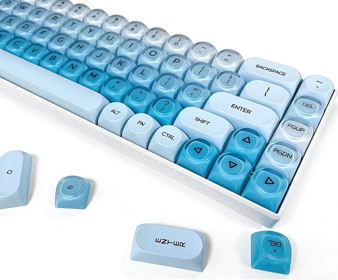 Fogruaden PBT Blue Keycaps Set, HOA Profile Cute Custom Keycaps, Compatible with Cherry MX Switch 60% 65% 75% Mechanical Keyboards