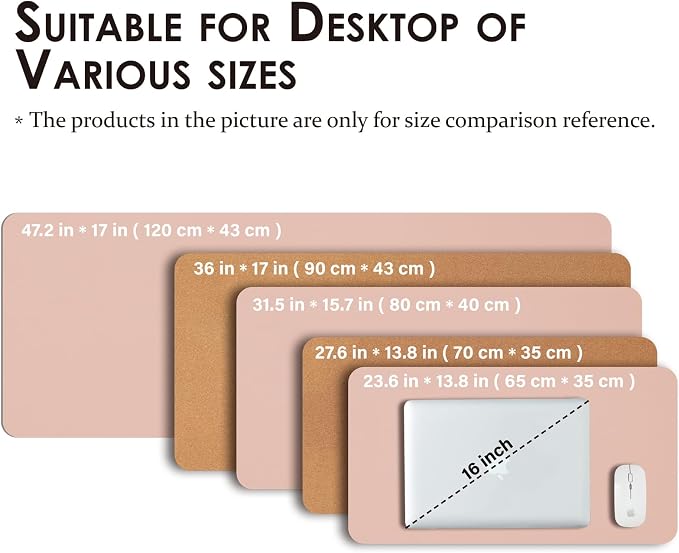Large Cork Desk Mat - 47.2"x 17" Desk Pad for Office and Home - Ideal for Large Mouse Pad and Desk Mats on Top of Desks(Pink)