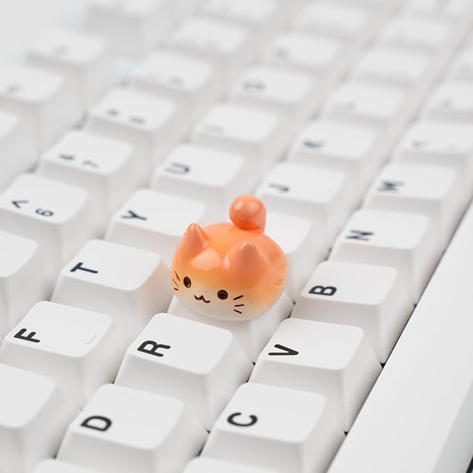 Artisan Cat Keycap for Mechanical Keyboards Esc, Orange Cat, Handmade Resin, 1U Size, MX Switch Compatible, Decorative Design for Gaming and Typing