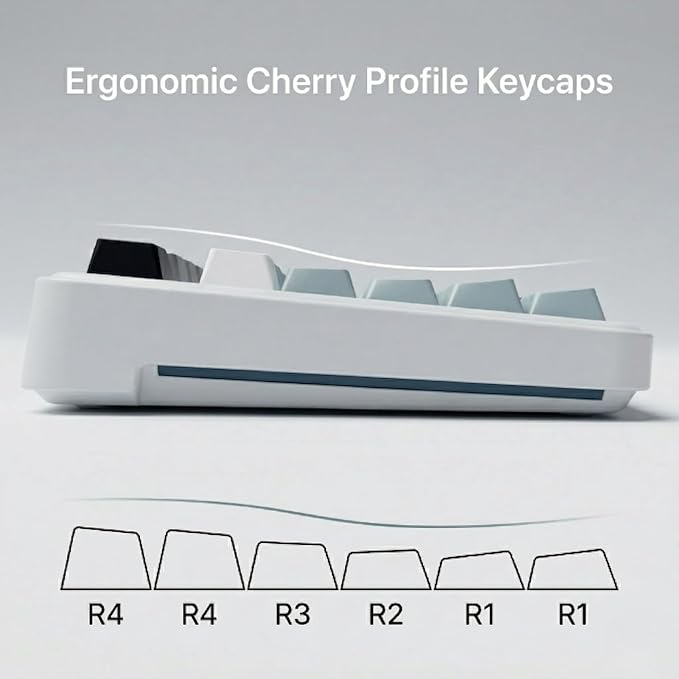 126 Keys PBT Double Shot Keycaps, White Navy Blue Minimalist Keycap Set, Cherry Profile Custom Keycaps for Mechanical Keyboard 60% 65% 75% 100% Cherry MX Switches