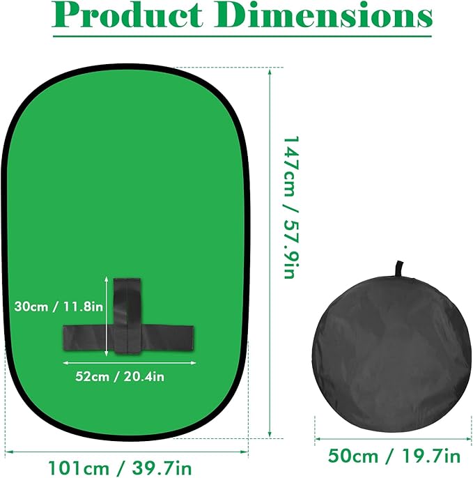 Green Screen Backdrop, 58in Portable Green Screen Chair with Stand Double Sided Foldable Green Background, Chroma Key, for Photography Streaming Gaming Photo Zoom Video Chats and Meeting