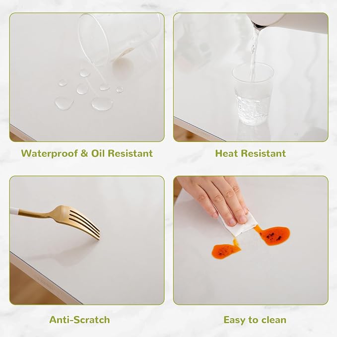 36 x 84 Inch Clear Table Cover Protector, Clear Table Protector for Dining Room Table, 1.5mm Plastic Table Cover, Waterproof Table Pad for Kitchen, Office
