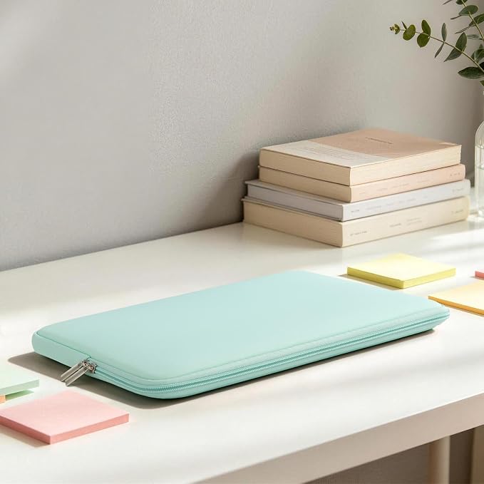 RAINYEAR 14 Inch Laptop Sleeve Case Protective Soft Padded Zipper Cover Carrying Computer Bag Compatible with 14" Notebook Chromebook Tablet Ultrabook (Mint Green)