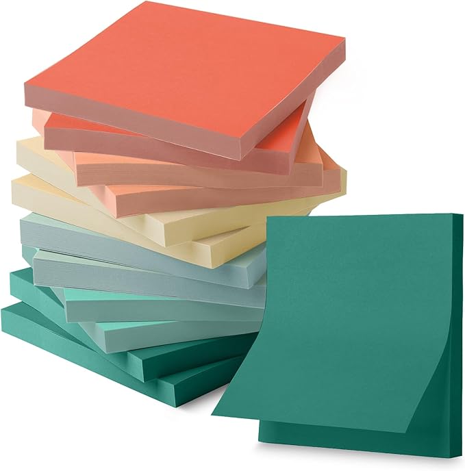 Mr. Pen- Sticky Notes, 3”x3”, 12 Pads, 600 Sheets, New Vintage Color Sticky Notes 3x3, Stocky Notes for Bible Journaling