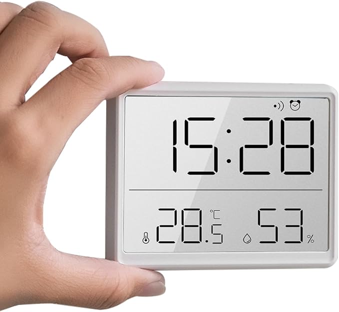 GooDay Smart Digital Alarm Clock, w/Magnetic Attraction, Indoor Temperature Humidity, HD Screen Hour Date, Battery Operated - White