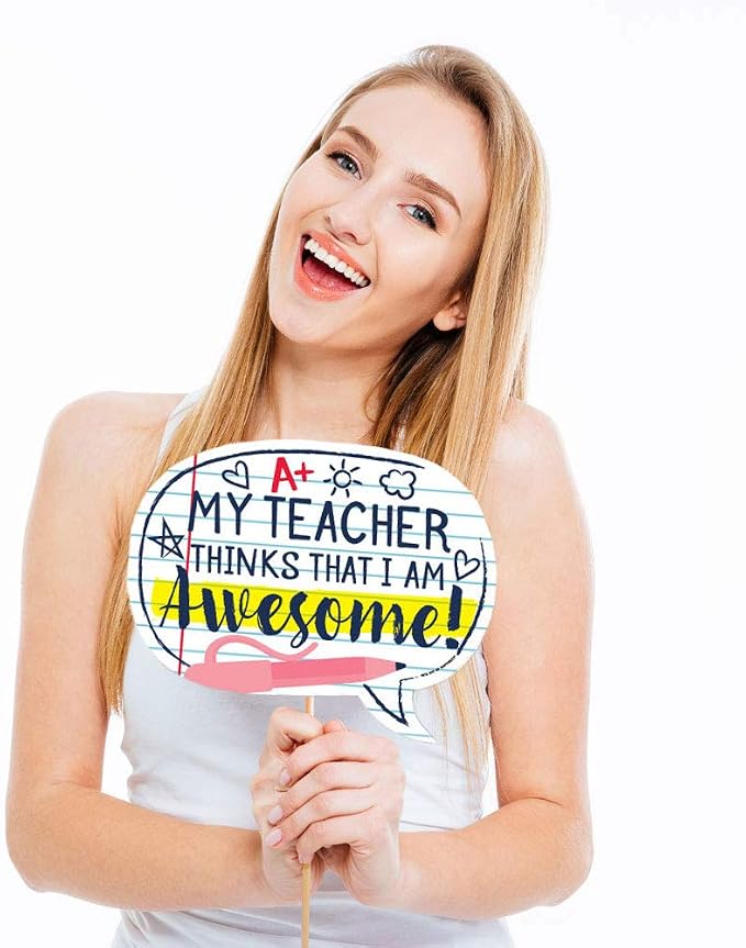 Big Dot of Happiness Funny Back to School - First Day of School Classroom Decorations and Photo Booth Props Kit - 10 Piece