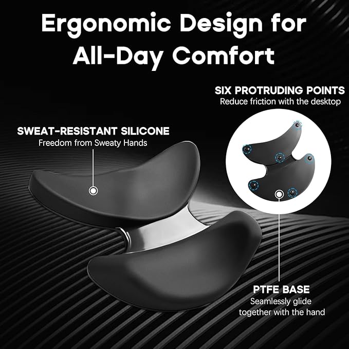 Ergonomic Wrist Rest for Mouse, Right-Handed Truly Mouse Wrist Support, Smooth-Glide, Comfortable Curved Design for Gaming, Office, Computer, Laptop - Black