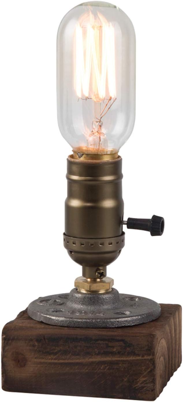 Vintage Table Lamp, Industrial Dimmable Nightlight Steampunk Desk Lamp with E26 Lamp Holder for Bedroom Living Room Home Art Display Cafe Bar Studio Antique Decor(Without Bulb)