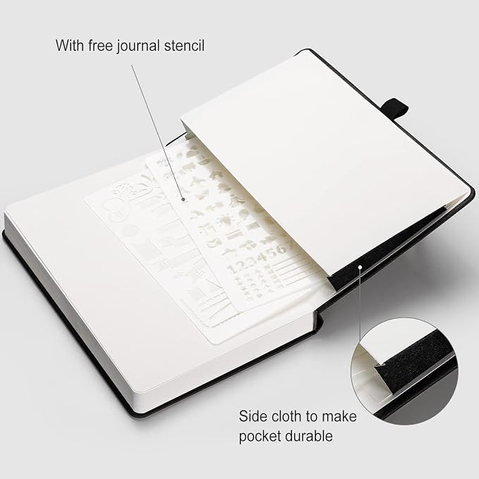 AHGXG Dotted Journal - 320 Numbered Pages Dot Grid Notebook A5 Thick Journal, 100gsm Thick Dotted Paper, Leather Hardcover,Inner Pocket, 5.75'' × 8.38''