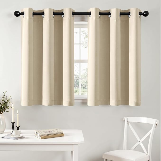 MIULEE Blackout Curtains for Bedroom Living Room 2 Panels, Thermal Insulated Room Darkening Drapes Grommet Noise Reducing Light Blocking Window Treatments 36 Inches Long 40x36 Inch Cream Beige