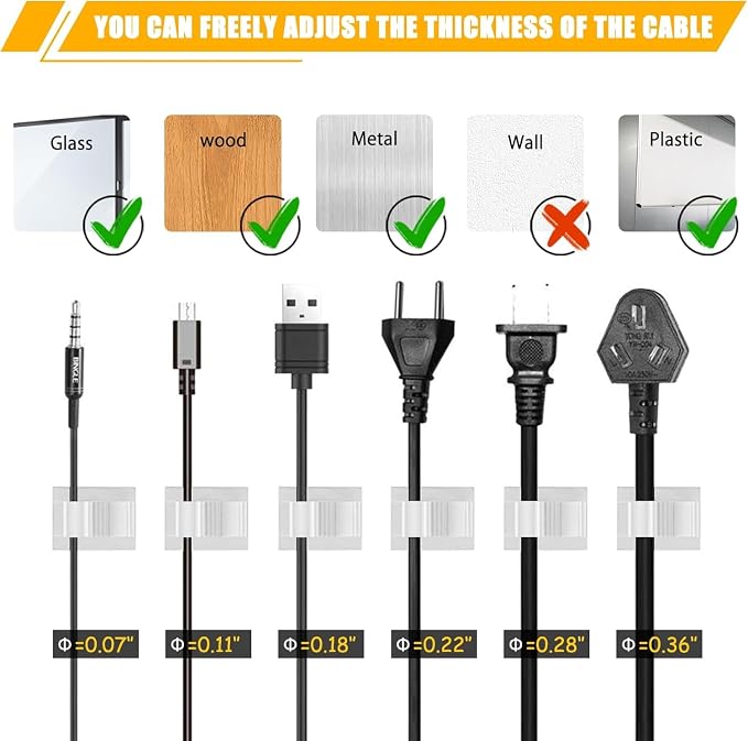 Viaky 30Pcs Self-Adhesive Cable Clips White,Adjustable Cable Organizer Clip | Reusable Nylon Cord Holder,Wire Clips Indoor Outdoor Desk Wall Wiring Wire Fixing Management for Cable Width 0.3''(8mm)