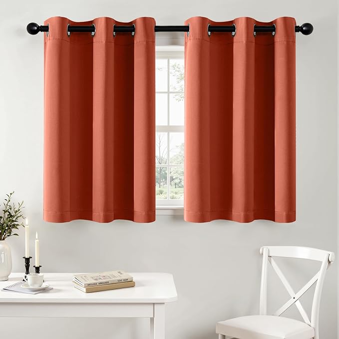 MIULEE Blackout Curtains for Bedroom Living Room 2 Panels, Thermal Insulated Room Darkening Drapes Grommet Noise Reducing Light Blocking Window Treatments 36 Inches Long 40x36 Inch Burnt Orange