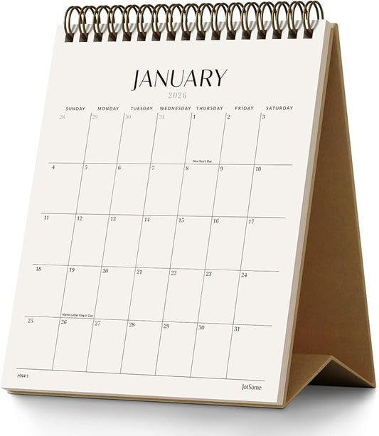 Jotsome Desk Calendar 2026-2027, Small Standing Flip Desktop Calendar From Now to June 2027 for Home and Office, Easy Organizing, Gift for the Holidays (Yellow, Small)
